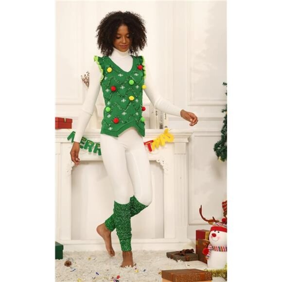 Women’s Christmas Sweater - Funny Reindeer Merry Knit Vest - Picture 3 of 5